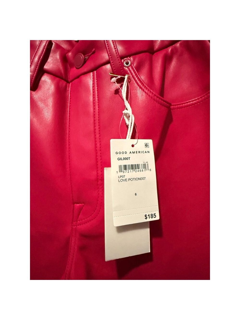 Women's GOOD AMERICAN Straight Leg Faux Leather Pants Size 6 Pink - Picture 6 of 11